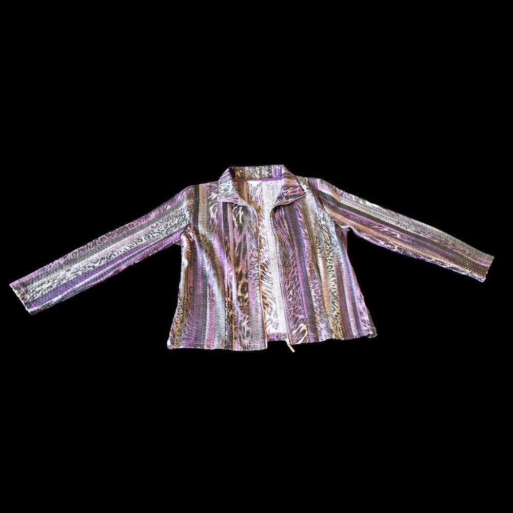 NWOT Women's Erin London Petite Medium Purple Silver Striped Blouse - Picture 8 of 8